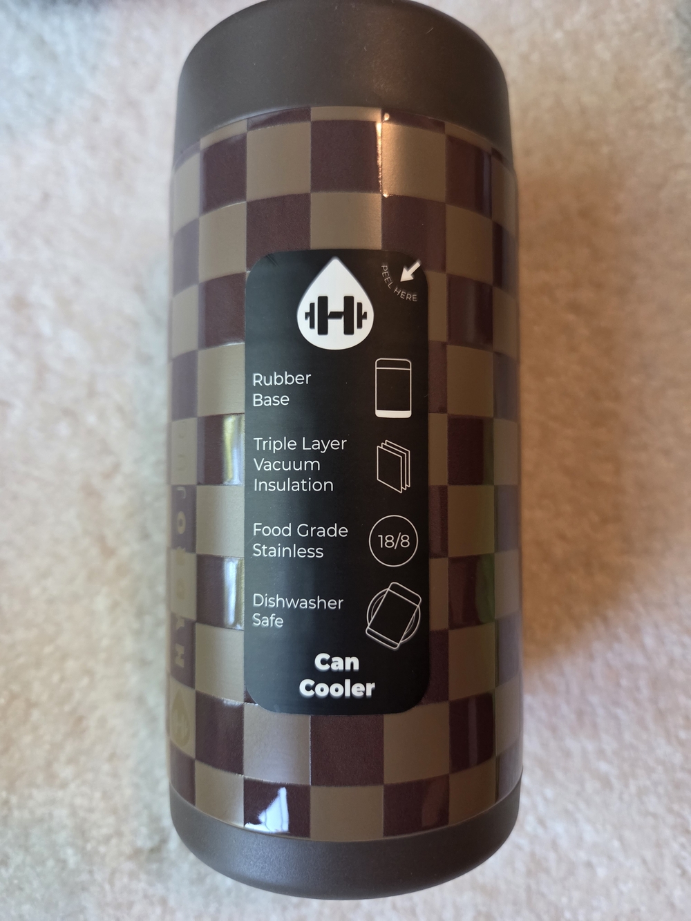 Hydrojug Slim Can Cooler 12 oz AUTUMN CHECKERS